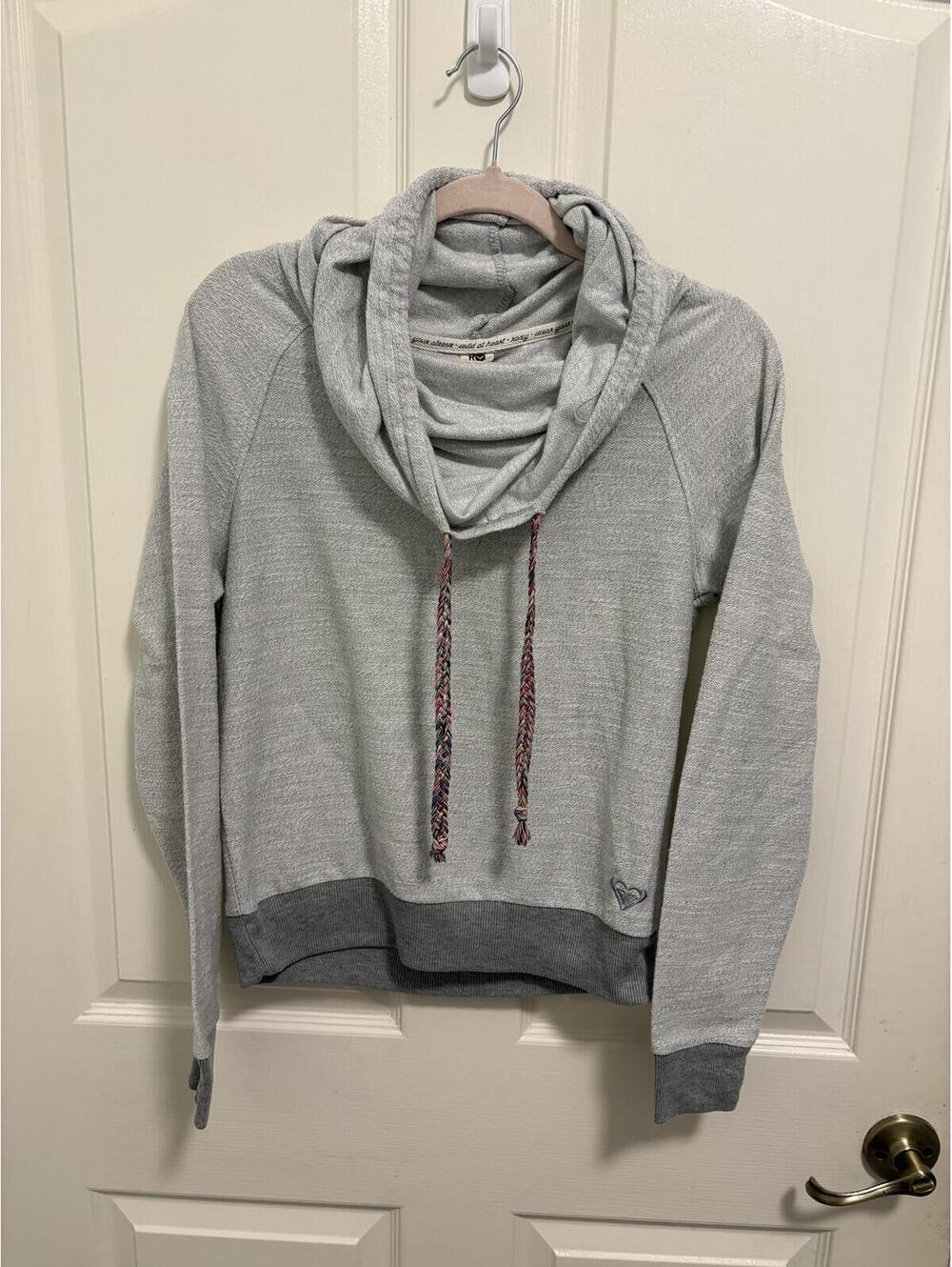 Roxy Small Gray Hooded Pullover Sweatshirt